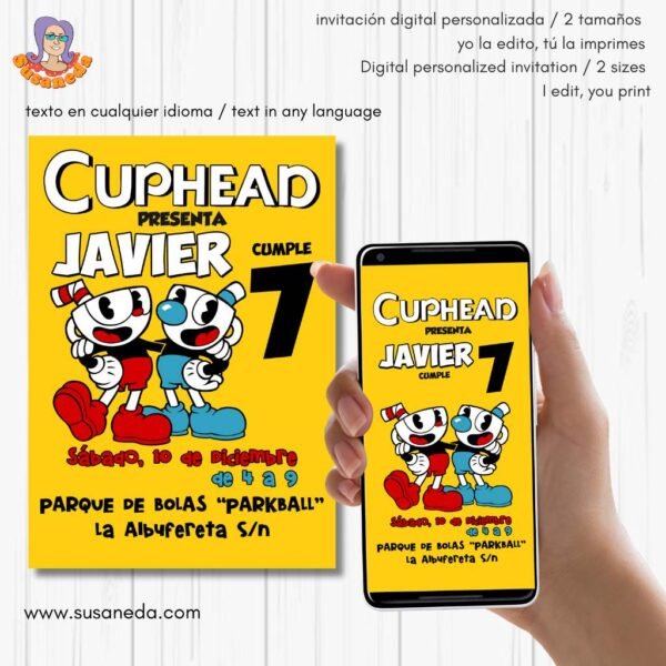 cuphead invitacion | Susaneda Shop