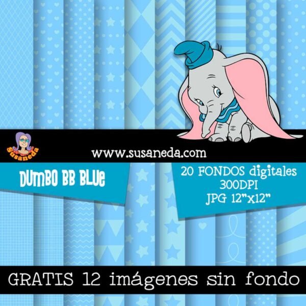 Dumbo baby blule fondos y clipart by Susaneda | Susaneda Shop