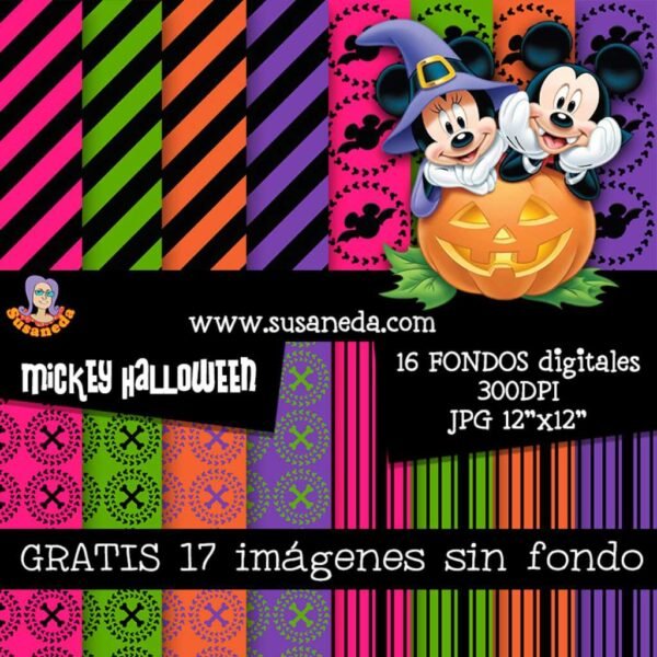 Mickey y Minnie HALLOWEEN fondos y clipart