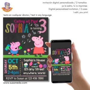 Invitación Peppa Pig pizarra