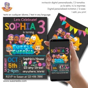 Bubble Guppies invitación personalizada