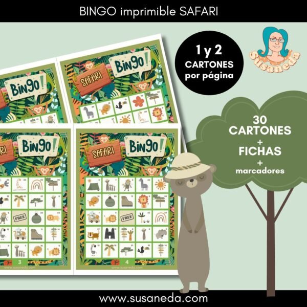 BINGO imprimible SAFARI - Imagen 4