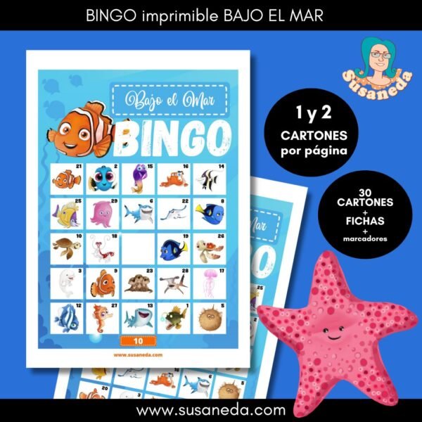 BINGO imprimible BAJO EL MAR - Imagen 4
