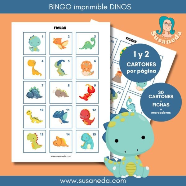 BINGO imprimible DINOS - Imagen 3