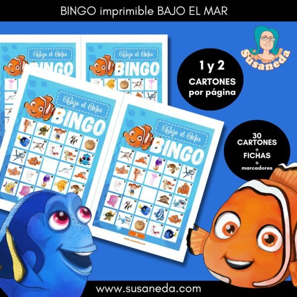 BINGO imprimible BAJO EL MAR - Imagen 3