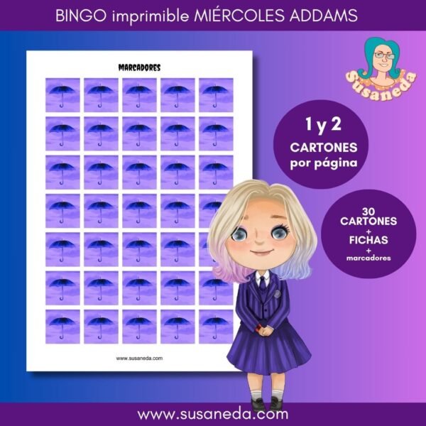 Miércoles Addams Bingo Imprimible