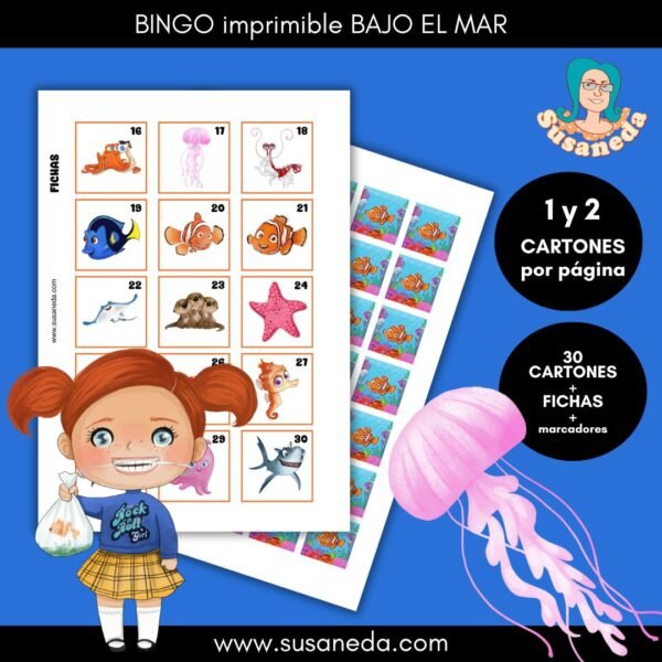 BINGO imprimible BAJO EL MAR - Imagen 2
