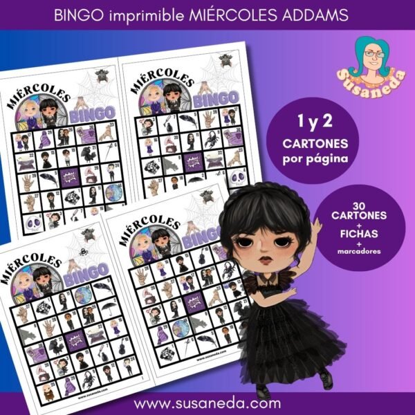 Miércoles Addams Bingo Imprimible