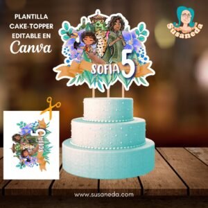 bruno y antonio madrigal cake topper editable en canva