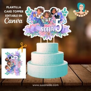 Topper hermanas Madrigal editable en Canva