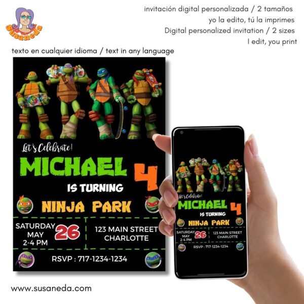 Tortugas Ninja Invitación digital 3