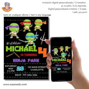 Tortugas Ninja Invitación digital