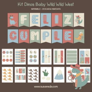 Kit Imprimible Dinos Baby Wild Wild West