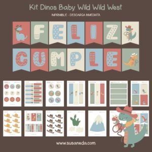 Kit imprimible Dinos Baby Wild Wild West